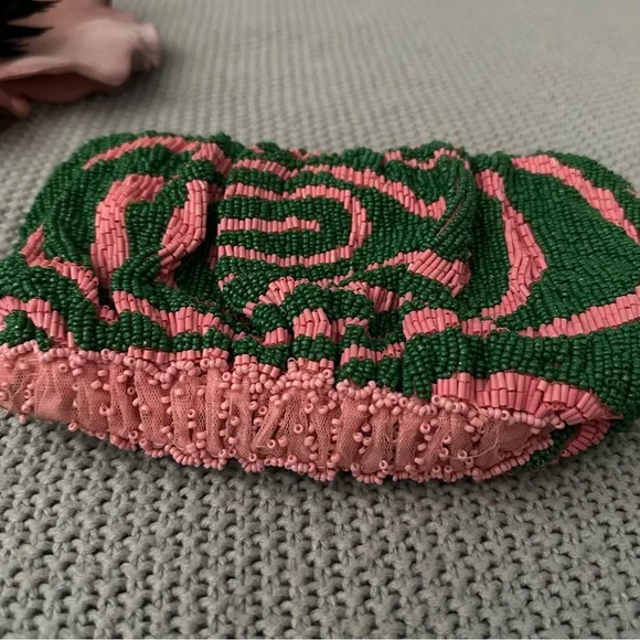 STAUD Beaded Bean Emerald Quartz Acid Swirl Clutch Mini Bag - Picture 13 of 16